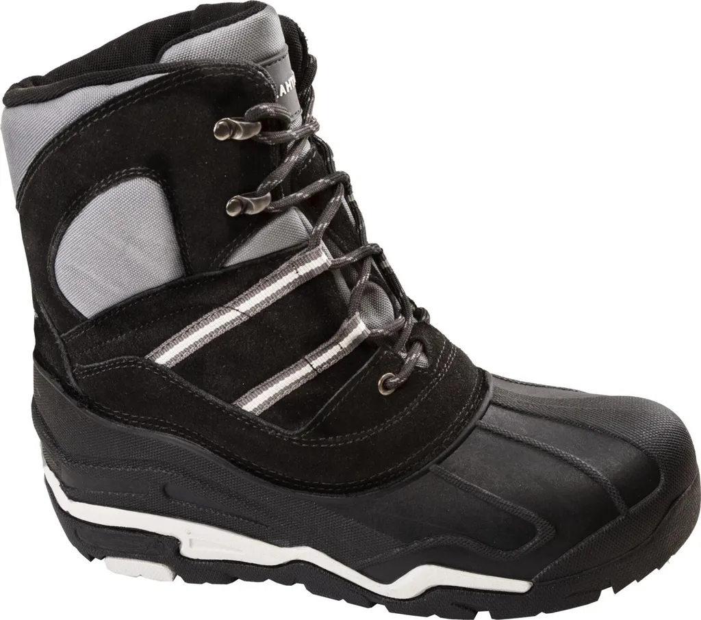 Bottines de Neige Fourrées Daim et Oxford Lahti Noir-Gris, Imperméables 35