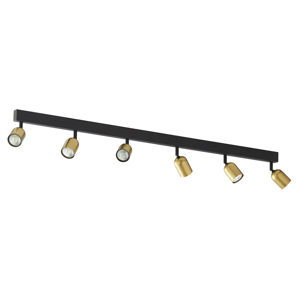 Grand plafonnier noir 6 spots pour éclairer toute la pièce long 126cm