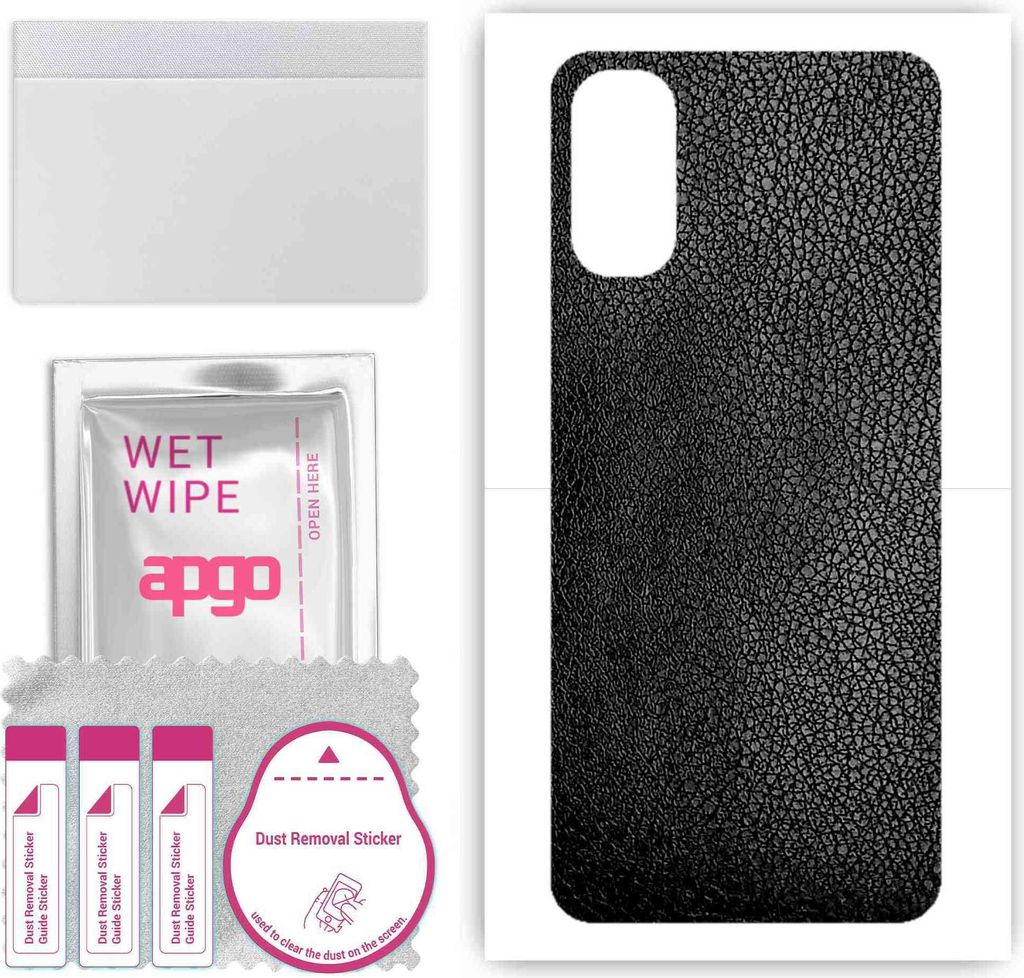 apgo Rückseite Schutzfolie, Skin, kompatibel mit Oppo Reno4, Hinten Displayschutzfolie aus Vinylfolie, kratzfest, einfache Montage - Schwarzes Leder