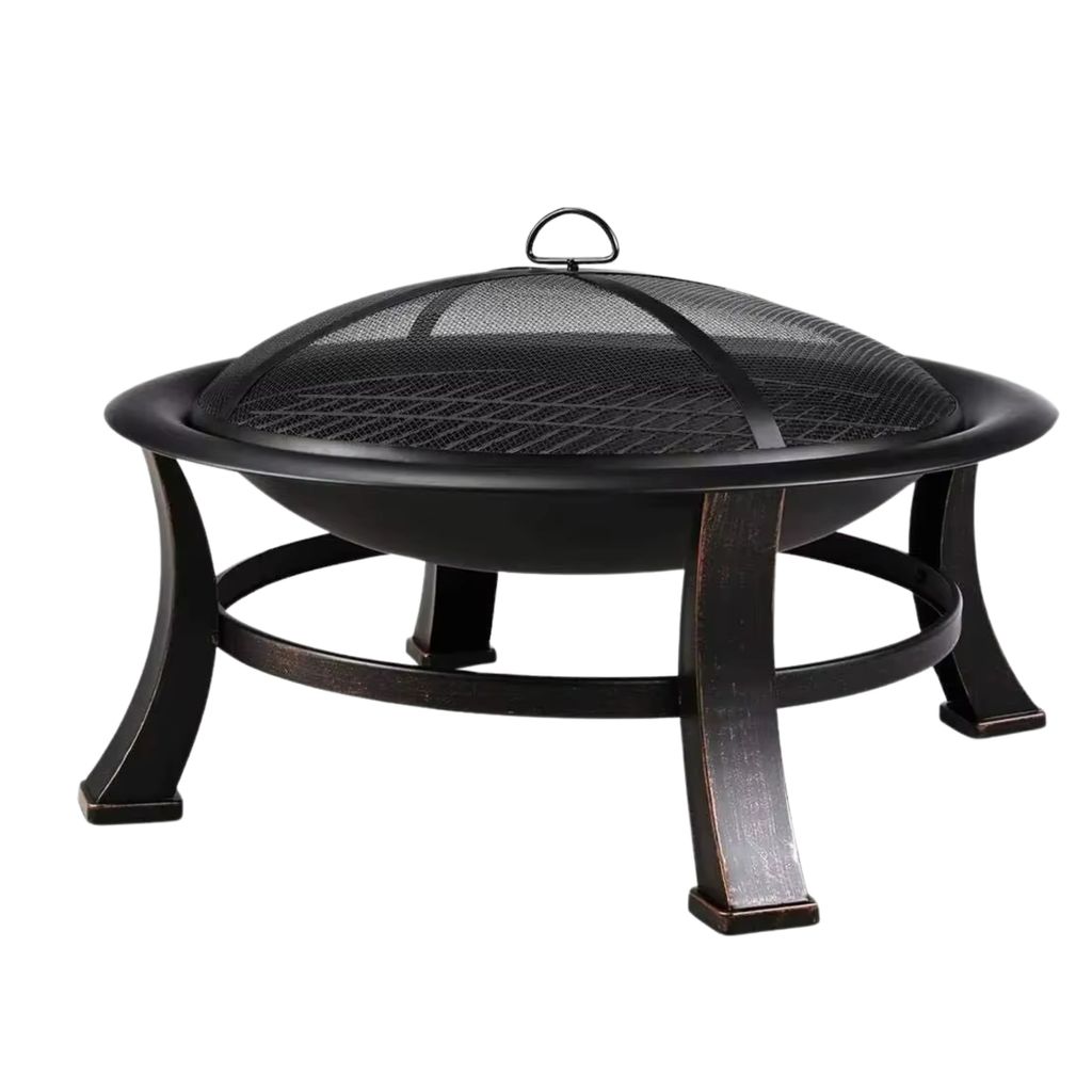 Feuerkorb Outdoor – 76 cm – Für draußen – Feuerschale mit Funkenschutz – BBQ Grill