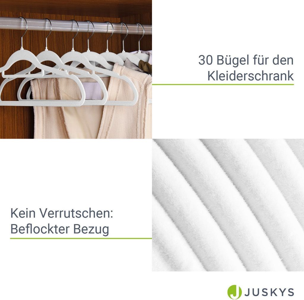 Juskys Kleiderbügel Samt 30er Set - Bügel rutschfest, Produktbild 4