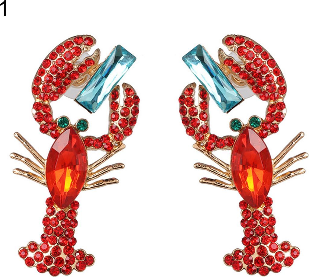 Baumelnde Ohrringe, kreative, lebendige Strasssteine, lustiger Hummer, y Ohrhänger als Geschenk-1