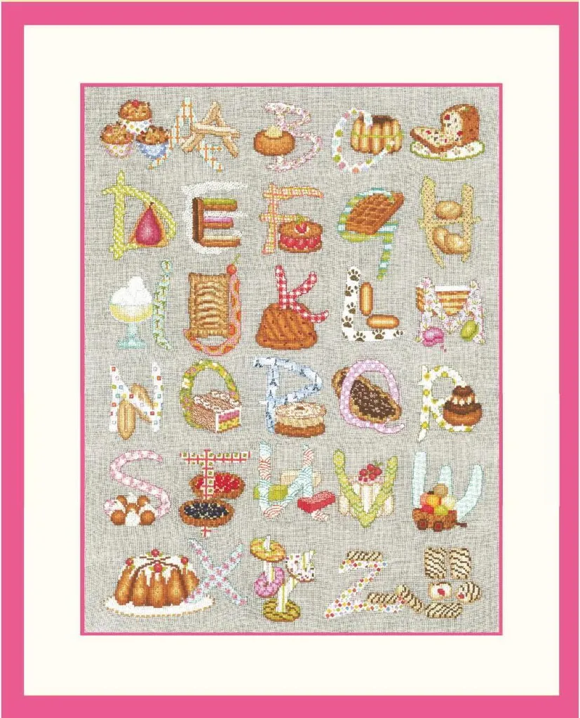Kit point de croix Alphabet Gourmand avec grille lisible anti-erreur