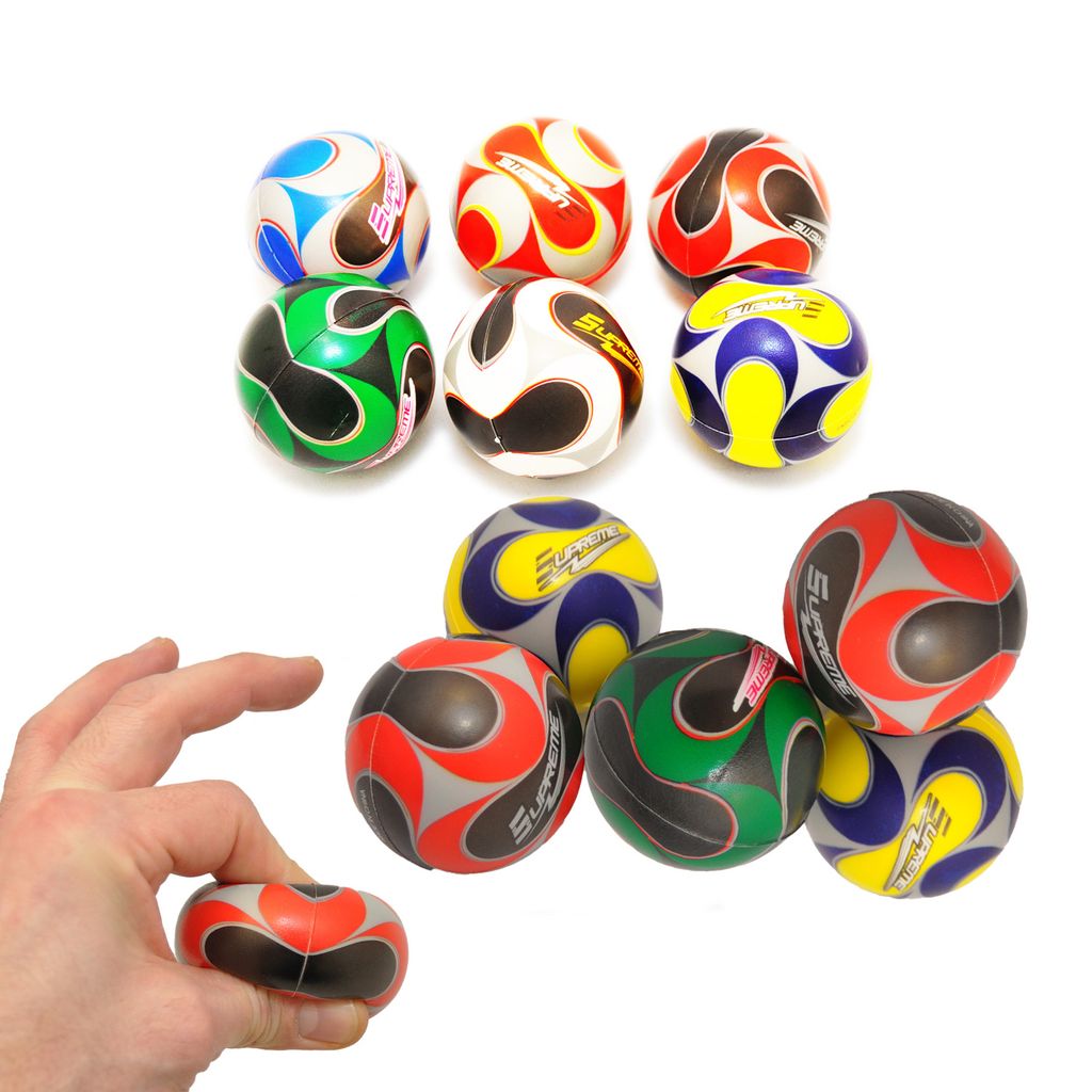 jameitop 12er Set Mini Fußbälle – weiche Stressbälle Ø6 cm, kräftige Farben, Fußball ideal zum Kneten, Werfen & Schießen Partyartikel So...