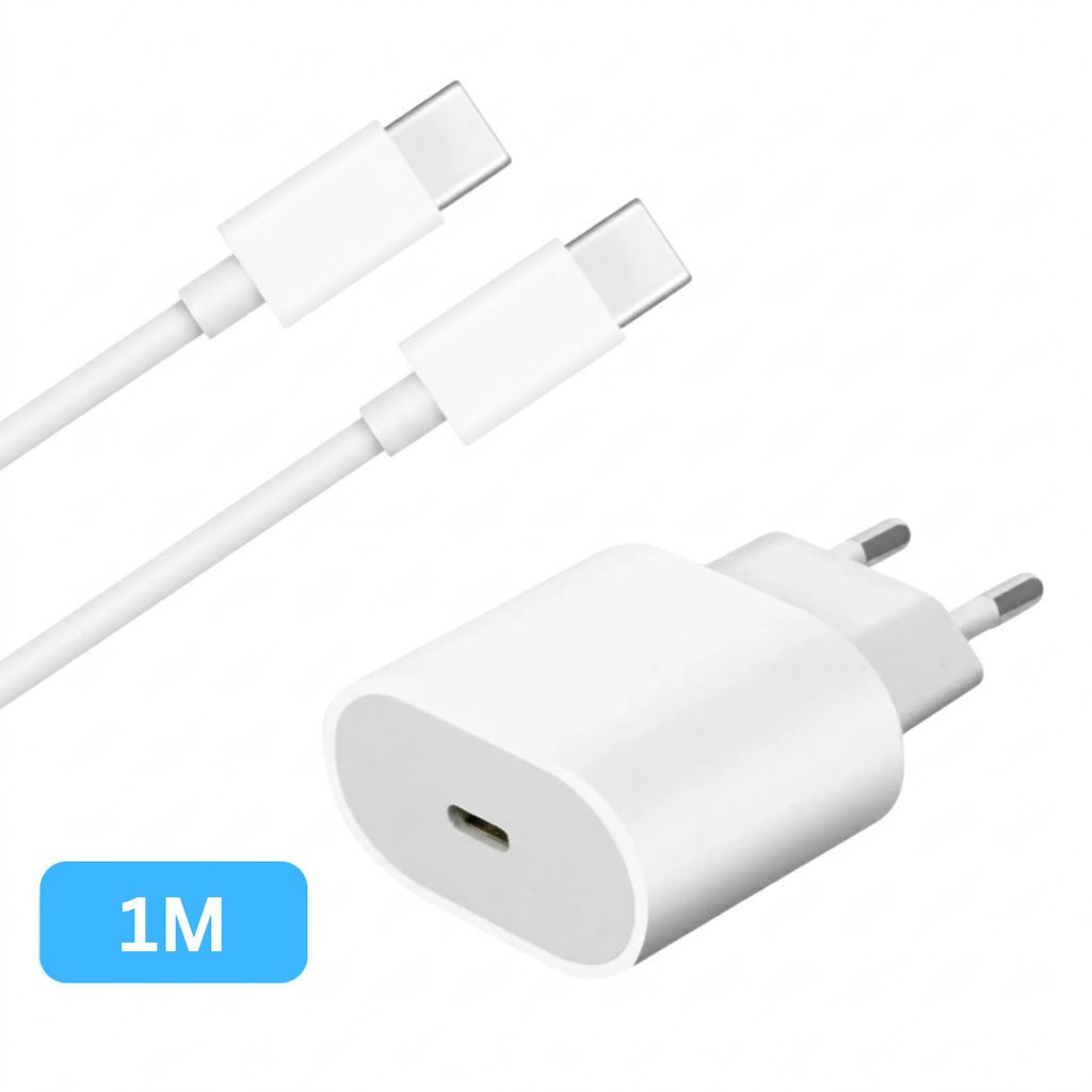 USB-C Schnellladegerät 20W mit 1m USB-C Schnellladekabel – Produktbild 