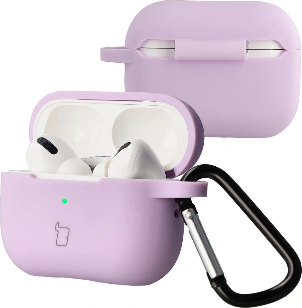 Silikonhülle mit Karabiner für AirPods Pro 2, Bizon Case Headphone Silicone, Lavendel
