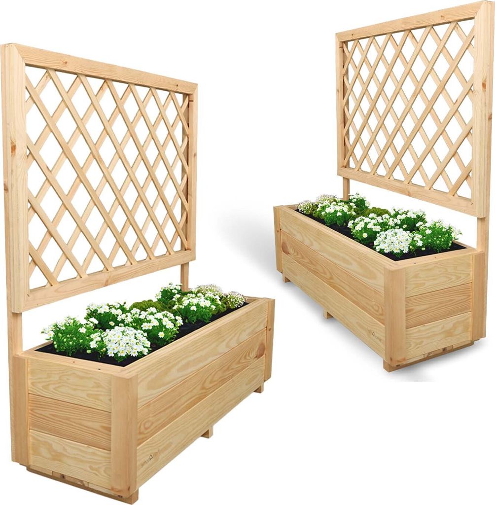 2er Set Pflanzkästen mit Rankgitter - Kiefer - 98 x 34 x Produktbild 