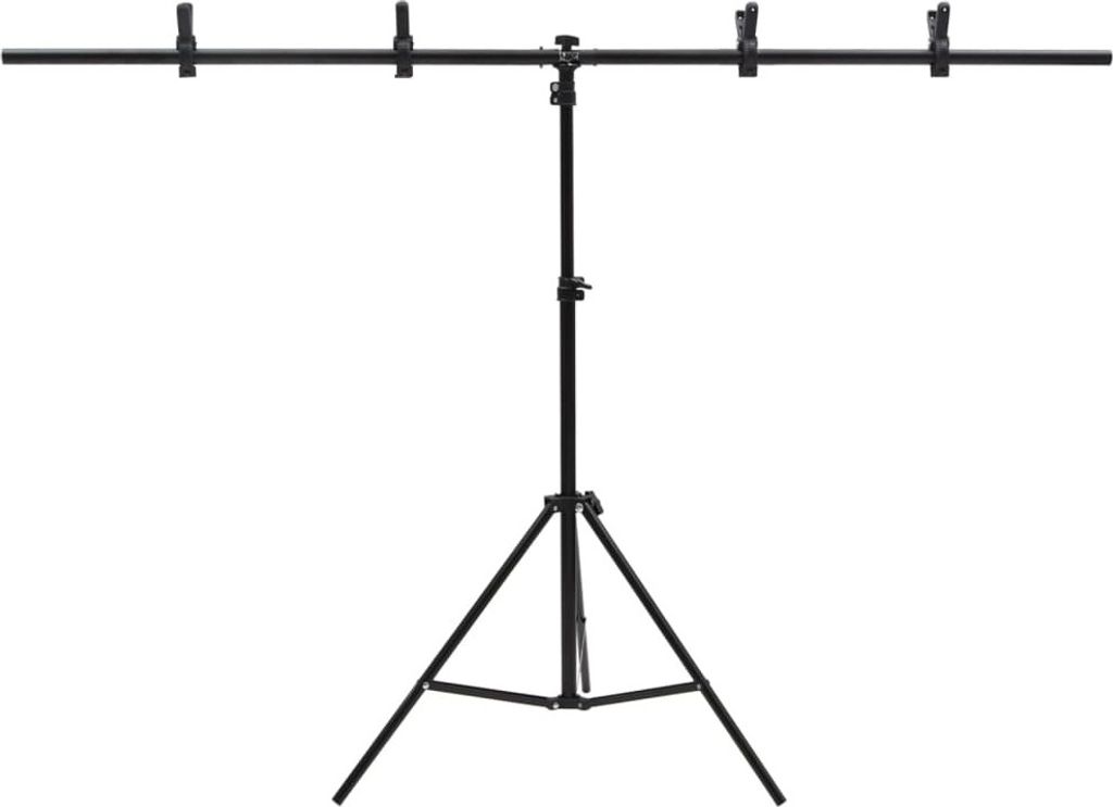 Hochwertigen Möbel Lampenstative - Schwarz Hintergrundständer T-Form Schwarz 151x60x(70-200)cm NEU4737119