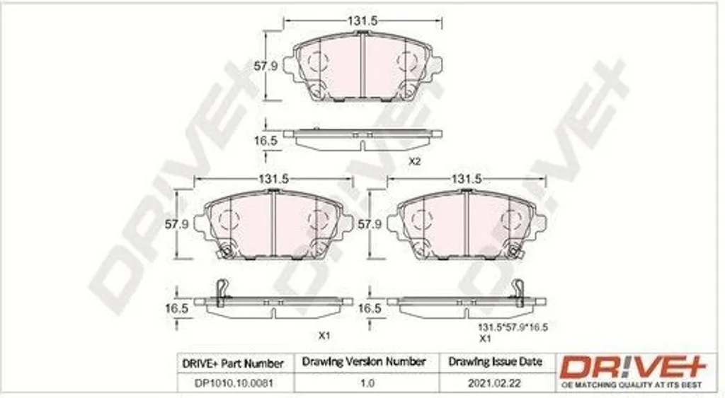 Plaquettes de frein avant Dr!ve+ DP1010.10.0081 pour Honda Accord VI