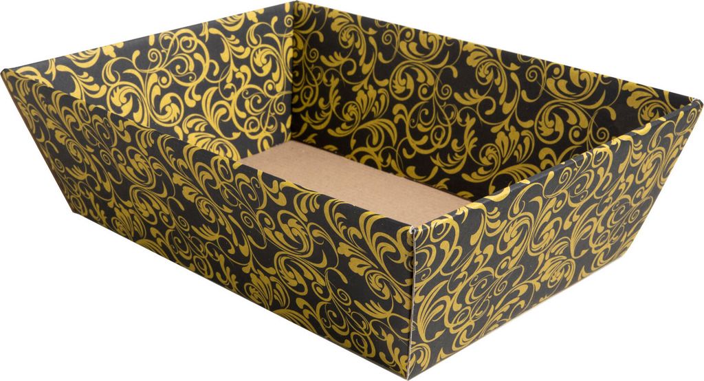 5 x PresentFill Präsentkorb Geschenkkorb Floral Barock - viereckig - Schwarz