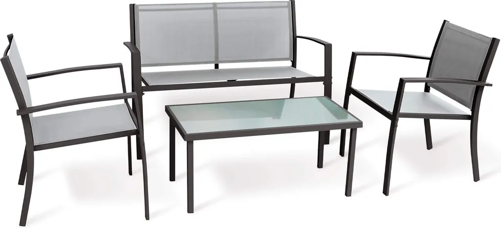 Salon de Jardin Rebecca Mobili Rawal en Acier et Polyester Anthrazit 4 Pcs - 5