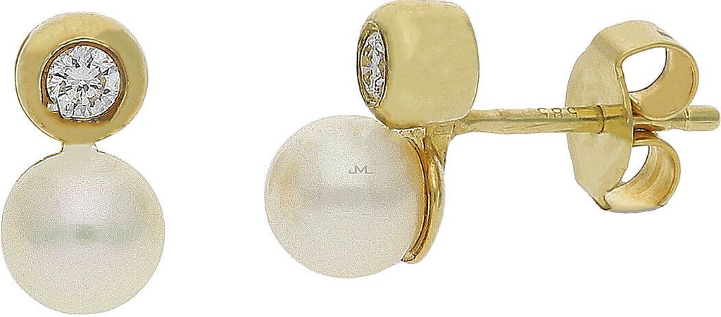 JuwelmaLux Ohrstecker 585 Gold mit Akoya Zuchtperle und Brillanten JL30-06-3547