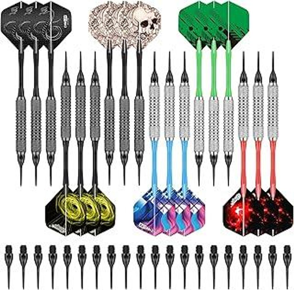 CyeeLife Dartpfeile mit kunststoffspitze,18 Stück Soft Darts Pfeile Set für elektronische dartscheibe,Profi Softdarts dartpfeil