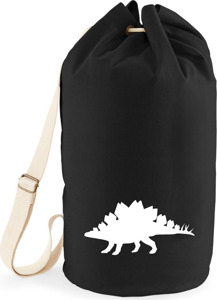 Huuraa Seesack Stegosaurus Dinosaurier 20 Liter Black Baumwolle Rucksack Geschenkidee