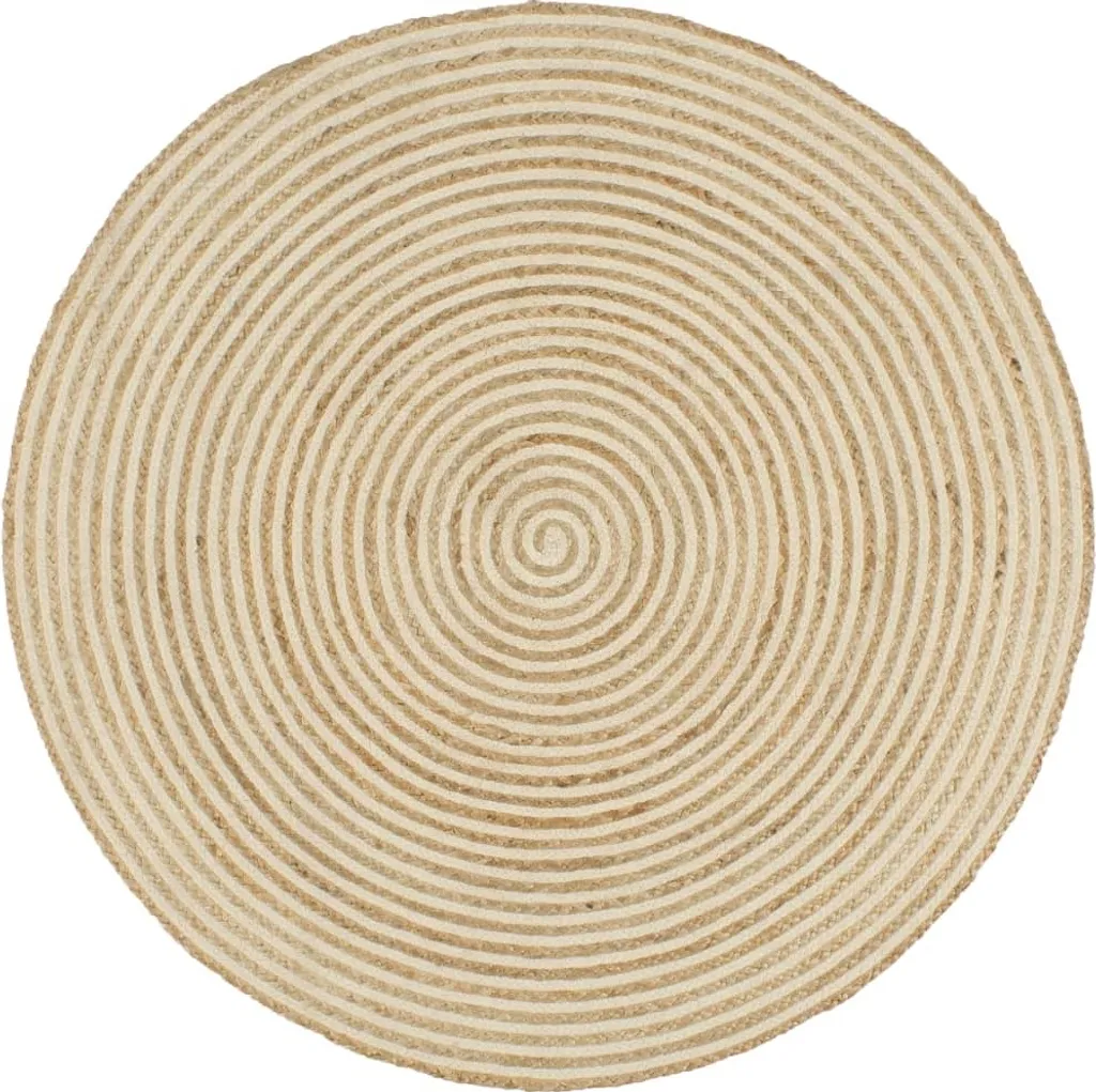 Tapis Rond en Jute Naturelle de 90 cm, Décoration Artisanale Spirale