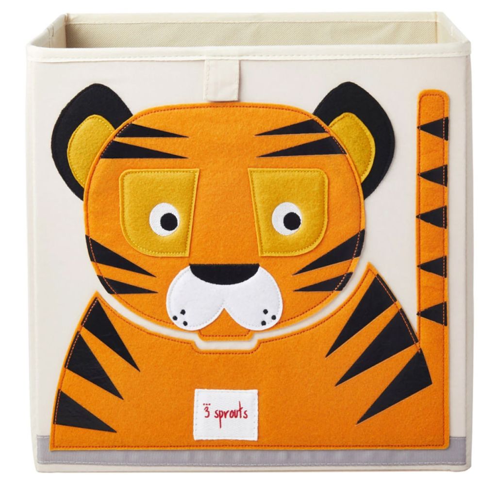 3 Sprouts Tiger storage box, Aufbewahrungskorb, Orange, Rechteckig, Polyester, Abbildung, Drinnen, Universal