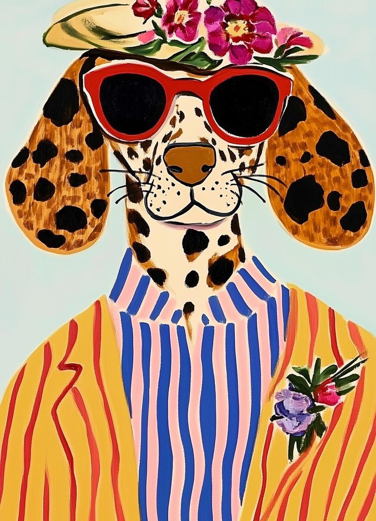 Plakat 13x18cm Tierporträt | Hund in Brille | Pop Art