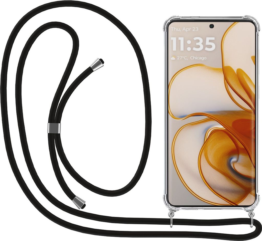 Smartphonica Handyhülle passend für Motorola Edge 50 mit Kabel und Bumper - Hülle mit Telefonkabel - TPU Backcover Case stoßfest mit Lanyard - ...