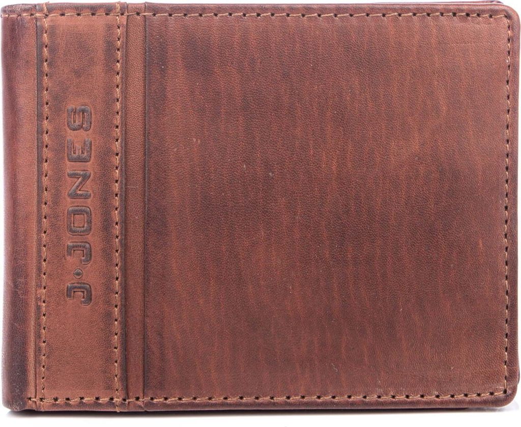 J Jones Herren Echtes Leder Geldbörse Vintage-Stil mit RFID-Schutz Braun