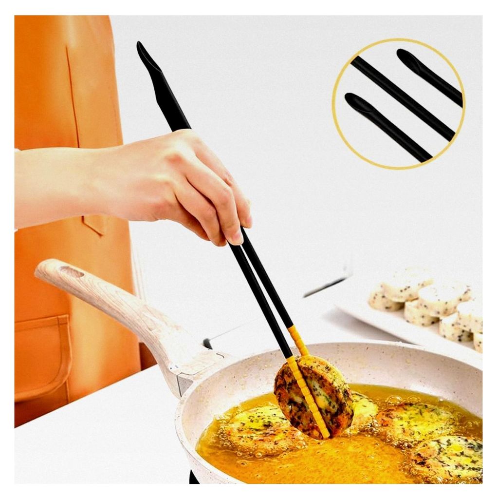 2 Paar lange Essstäbchen für die Küche, 30,7 cm, rutschfest und hitzebeständig, aus Silikon, für Hotpot, Frittieren, Grillen, Nudeln