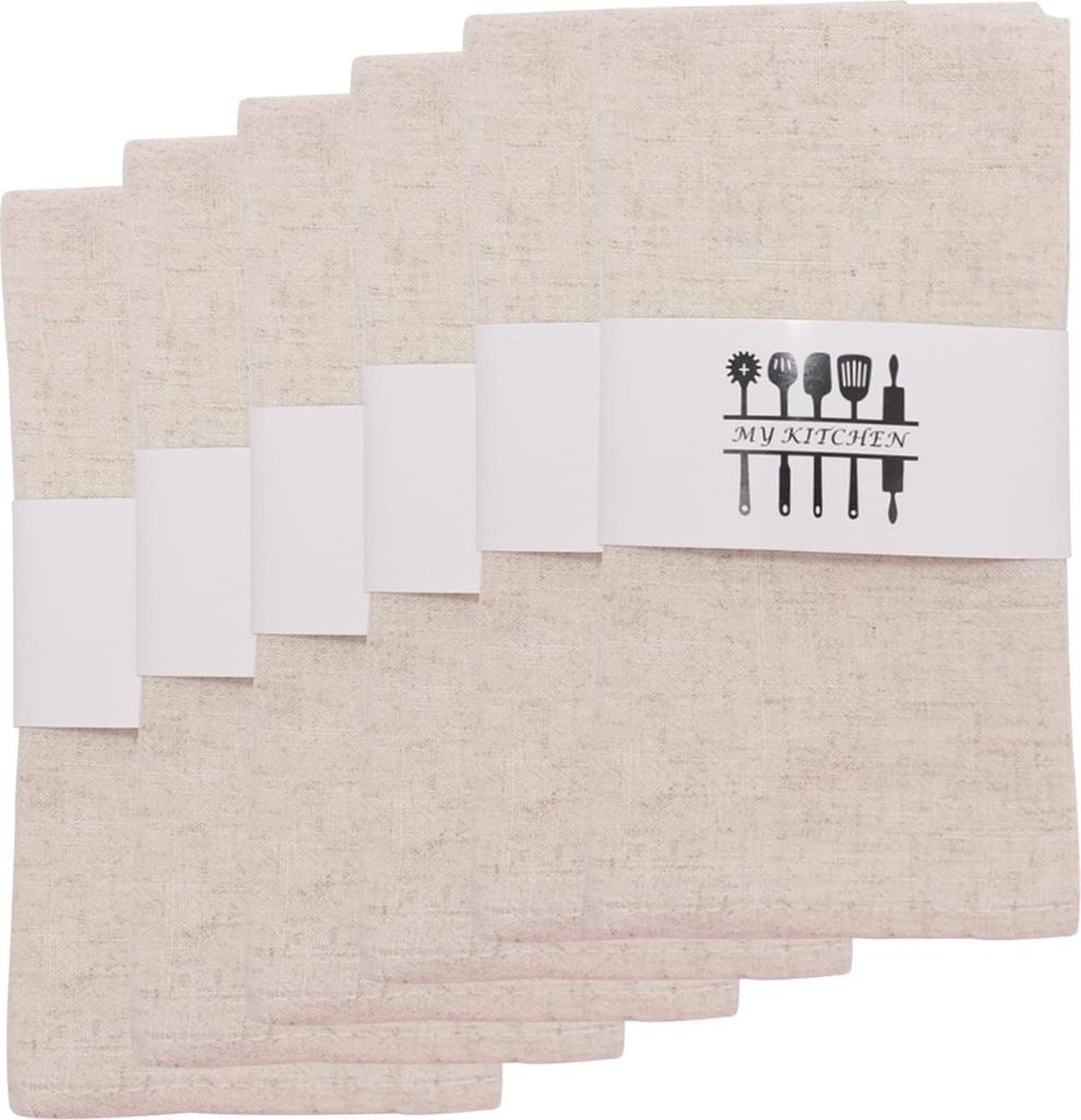 Set von 6 Stoffservietten Beige, Baumwoll-Leinen-Mix Dinner Servietten, 40 x 40 cm für Veranstaltungen und den Hausgebrauch