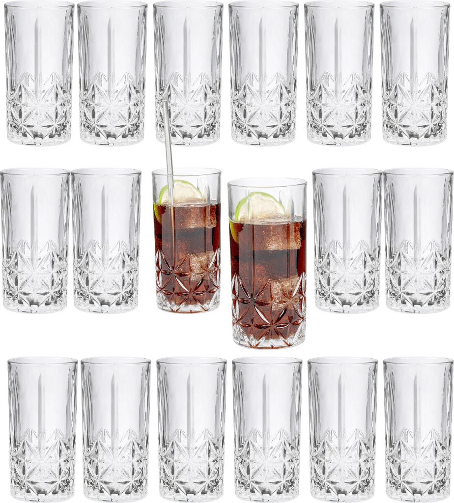SET 18 x Longdrinkglas 375ml Glas Gläser-Set Cocktailgläser Spülmaschinenfest