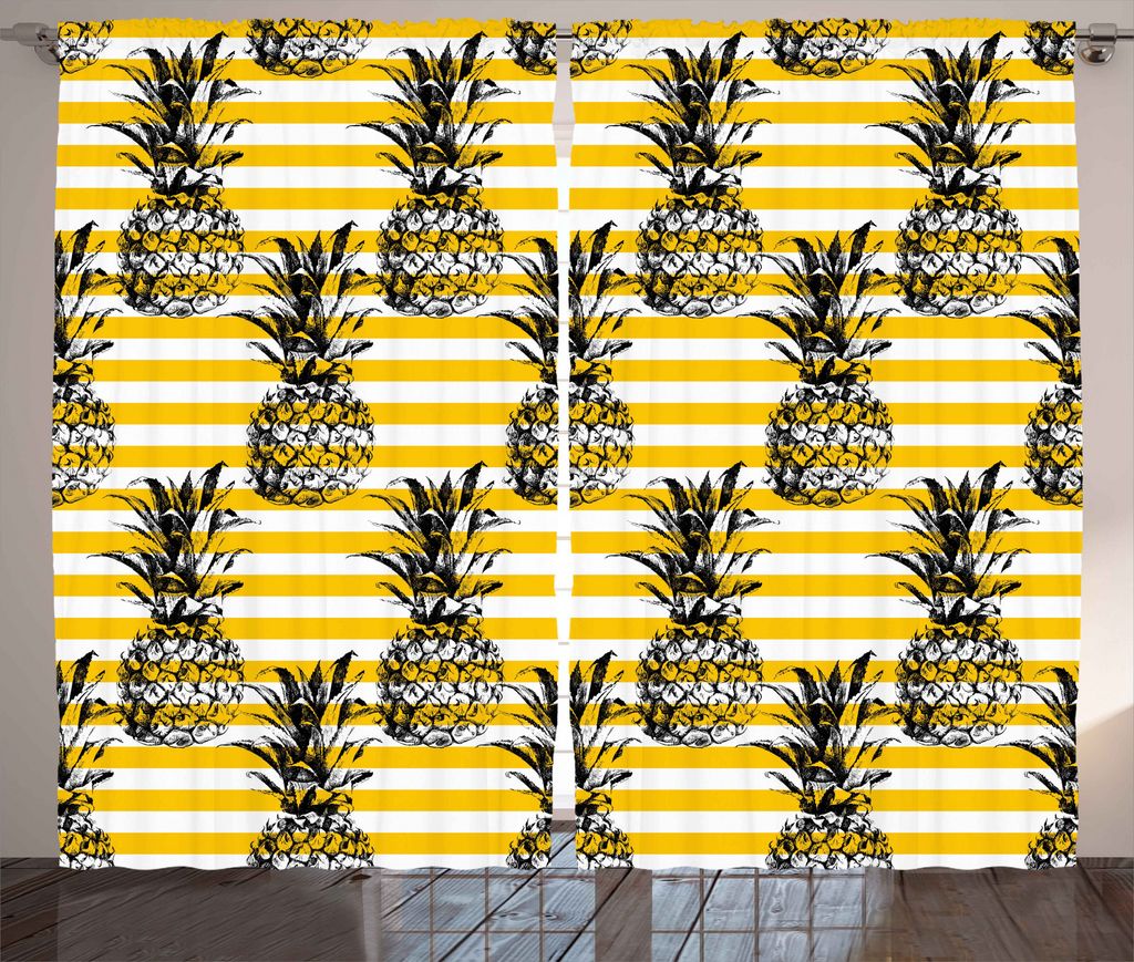 ABAKUHAUS Grunge Rustikaler Vorhang, Retro gestreifte Vintage, Wohnzimmer Universalband Gardinen mit Schlaufen und Haken, 280 x 225 cm, Braun Gelb ...