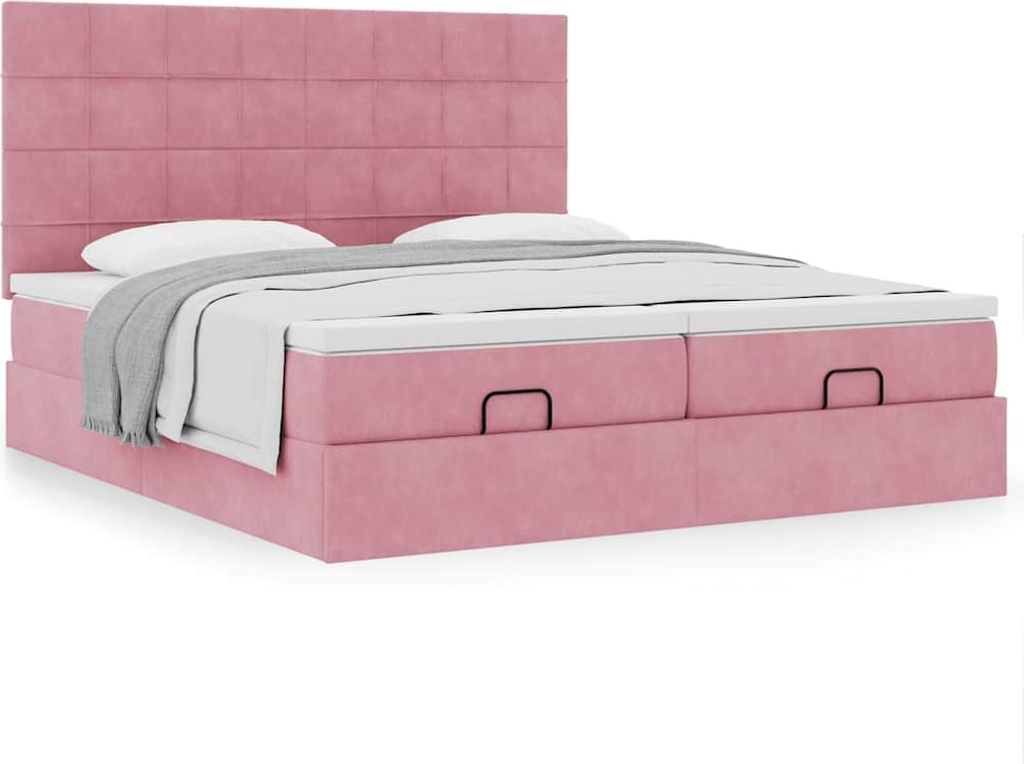 Ottoman-Bett mit Matratzen Rosa 160x200 cm Samt