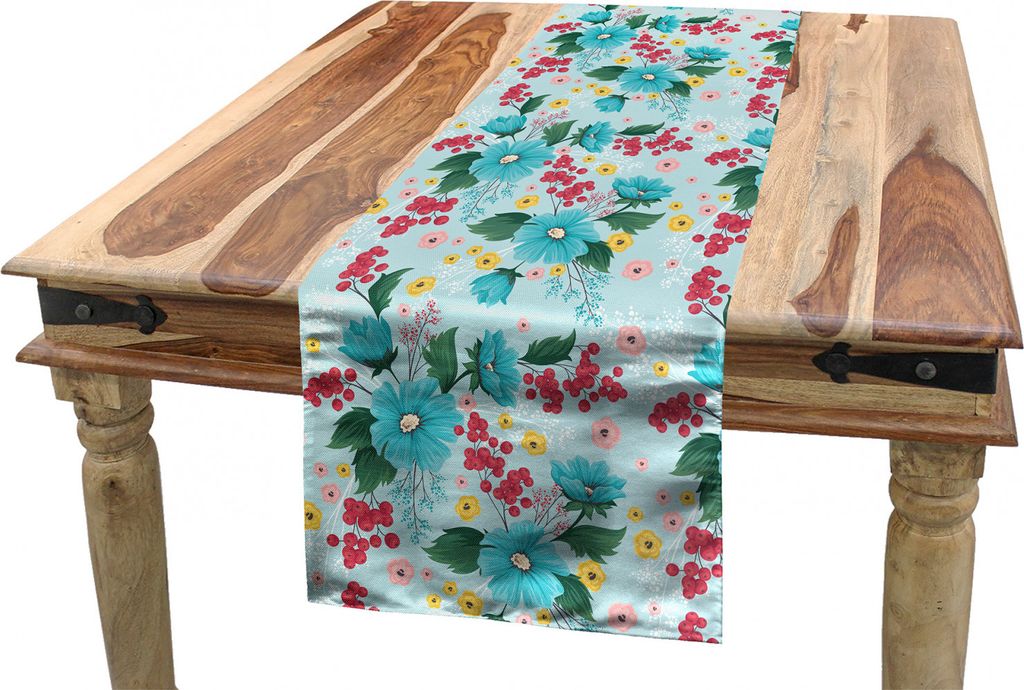 ABAKUHAUS Botanisch Tischläufer, Frühlings-Laub Beeren, Esszimmer Küche Rechteckiger Dekorativer Tischläufer, 40 x 300 cm, Mehrfarbig