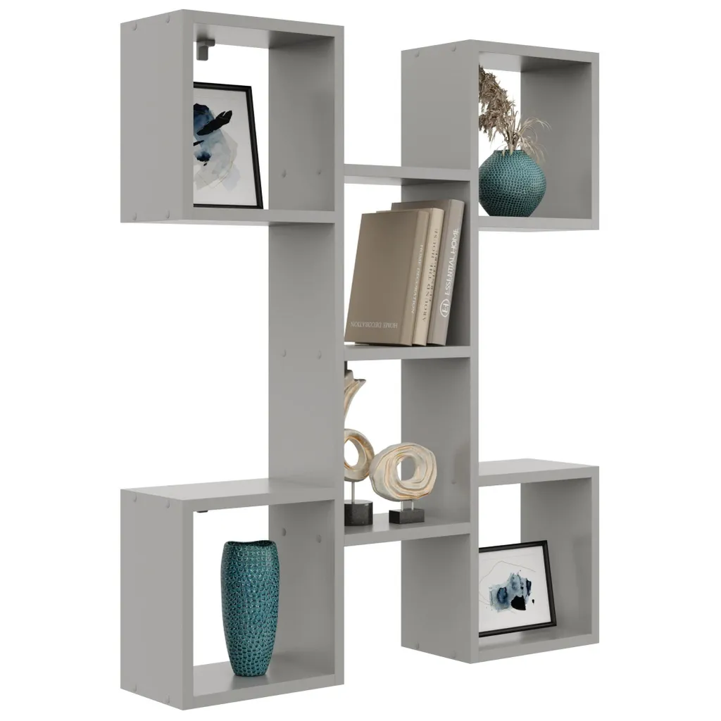Étagère murale moderne Katia Gris - Support suspendu déco 80cm de long