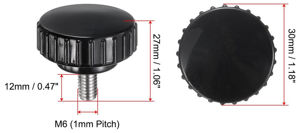 2 Stš¹ck R?ndelschraube mit Gewinde M6 x 12mm Rundkopfschraube Rundgriffschraube Klemmkn?pfe 30mm Handkn?pfe Edelstahl 304 Daumenschrauben Spanns...