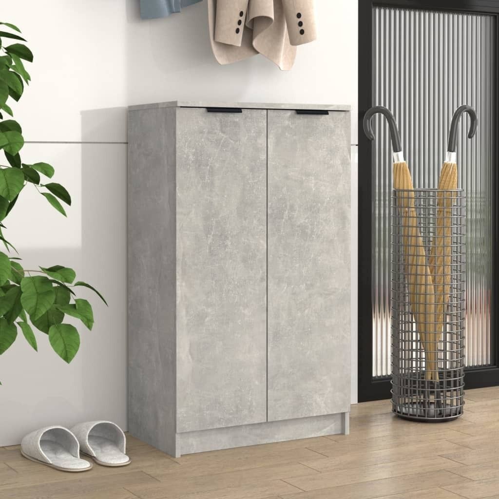 The Living Store Schuhschrank Betongrau 59x35x100 cm Holzwerkstoff