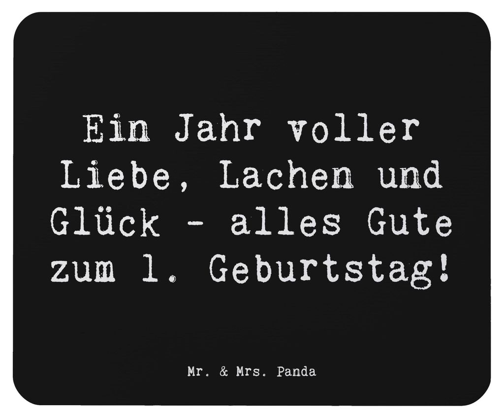Mr. & Mrs. Panda Mousepad Spruch 1. Geburtstag Liebe Lachen Glück - Schwarz - Geschenk, Mauspad, pc, Meilenstein, Geburtstagsspruch, Kleinkind, Mo...