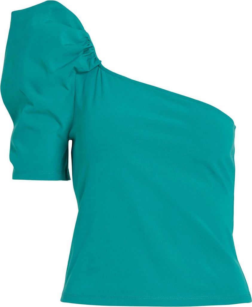 VILA Elegantes Shirt Top Schulterfreier Ausschnitt Ballon Ärmeln Design Bluse Größe: L