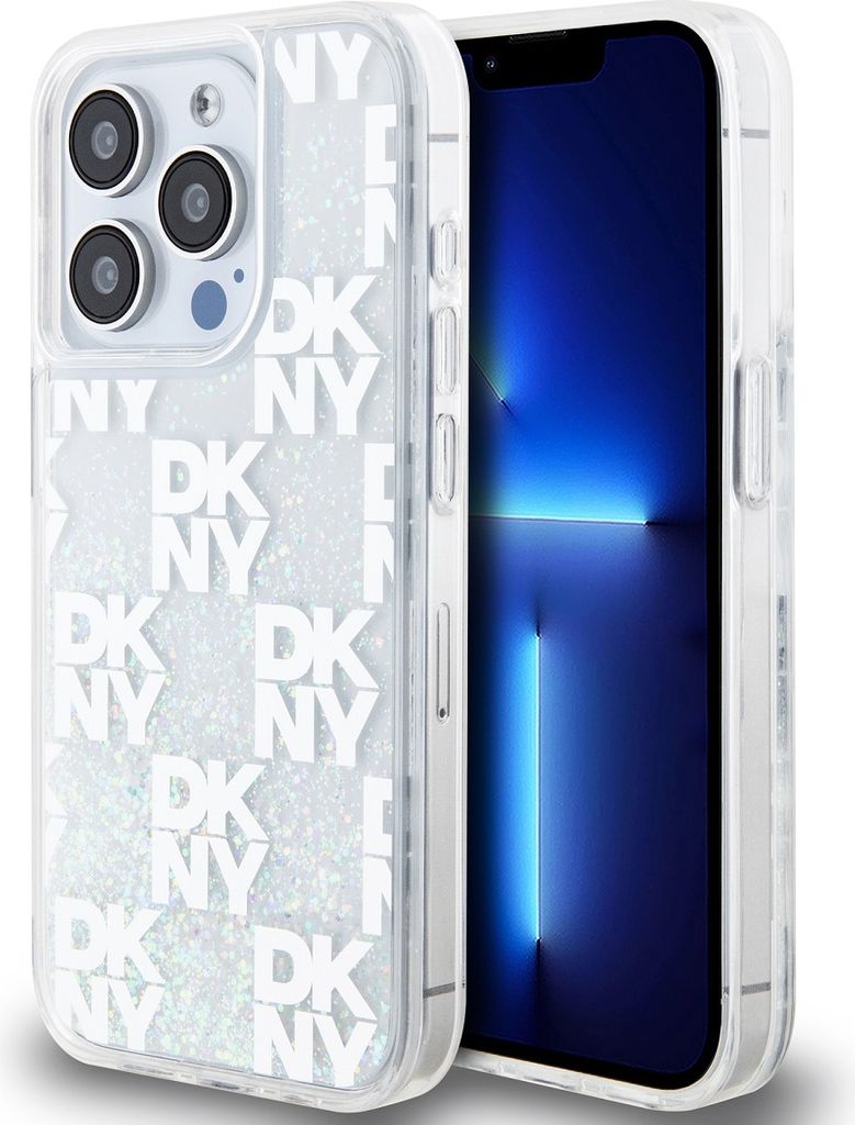 DKNY DKHCP15LLCPEPT iPhone 15 Pro 6.1" weiß hardcase Liquid Glitter Multilogo Schutzhülle