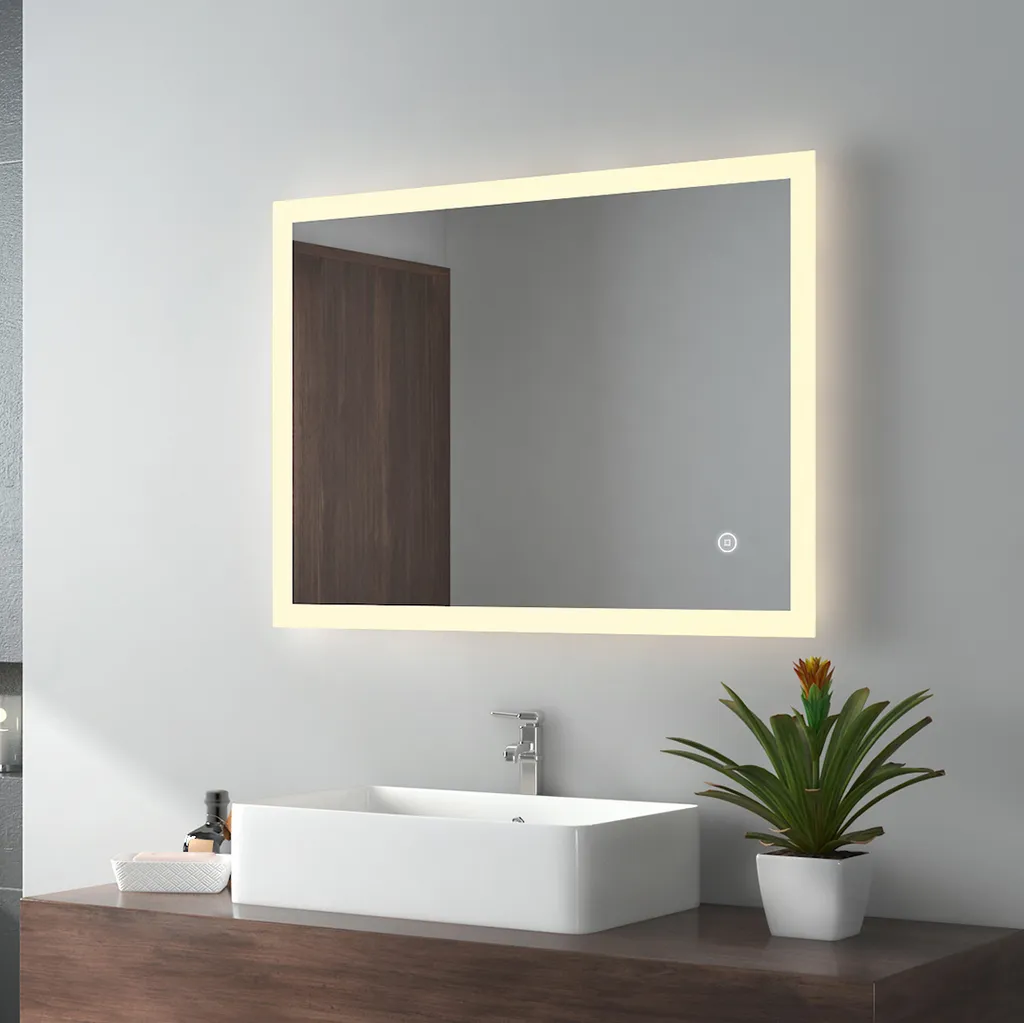 Specchio Bagno LED 80x60 EMKE | 3 Colori Luce e Antiappannamento