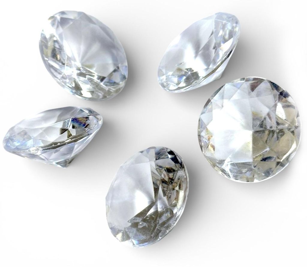 Deko-Diamanten / Brillanten aus Kunststoff – Ø 38 mm, 5 Stück
