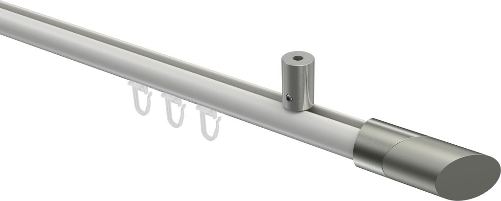 Interdeco Innenlaufstange / Gardinenstange mit Innenlauf Weiß / Edelstahl-Optik, Typ Sonius Verano (Schräge Bicolor) Deckenmontage, 20 mm Ø 1-l...