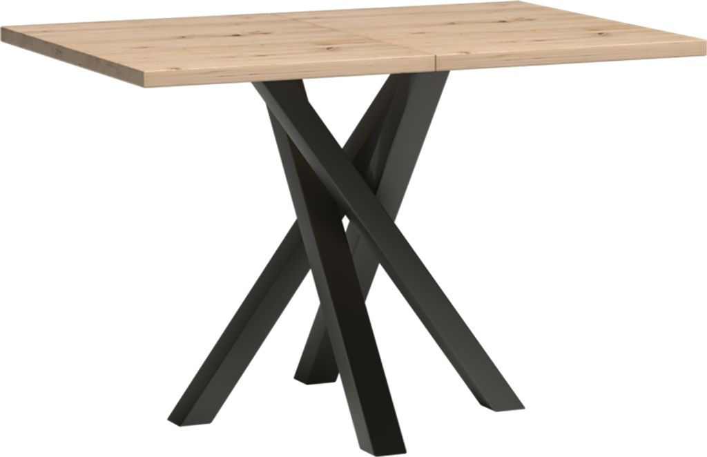Esstisch ausziehbar 120-160 cm in Eiche mit schwarz Produktbild 
