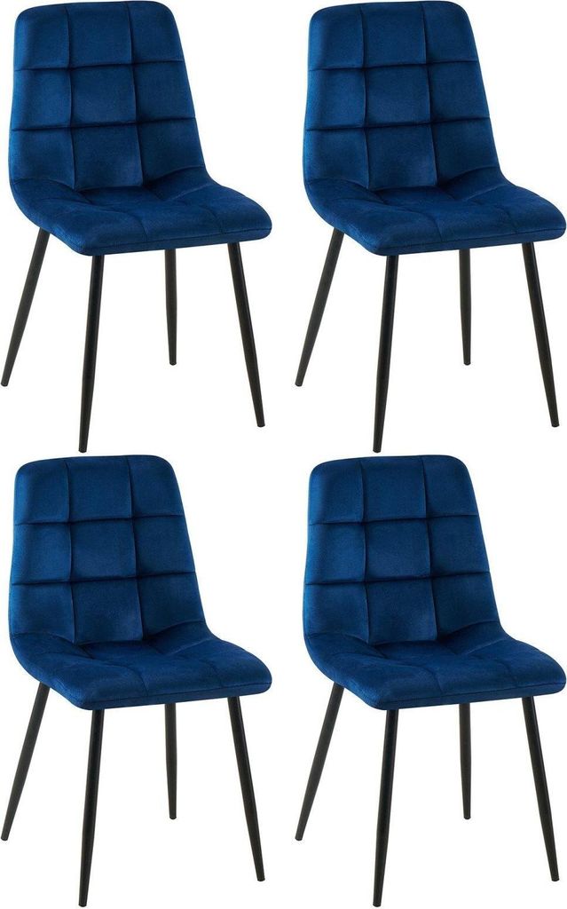 4-teiliges Esszimmerstuhl-Set – Küchenstühle – bequeme Polsterung | Farbe: dunkelblau
