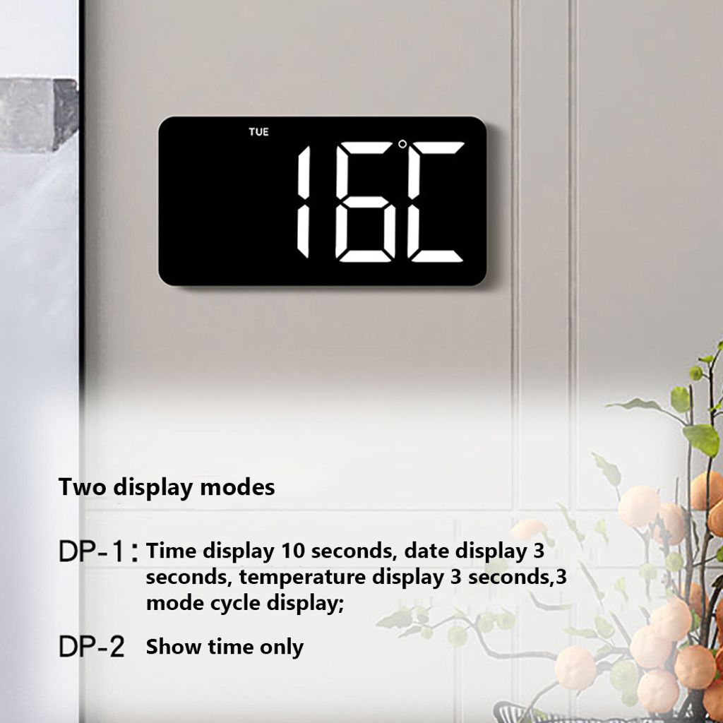 Digitale Wanduhr, großes Display, 10,5 Zoll, LED-Wecker mit Produktbild 2