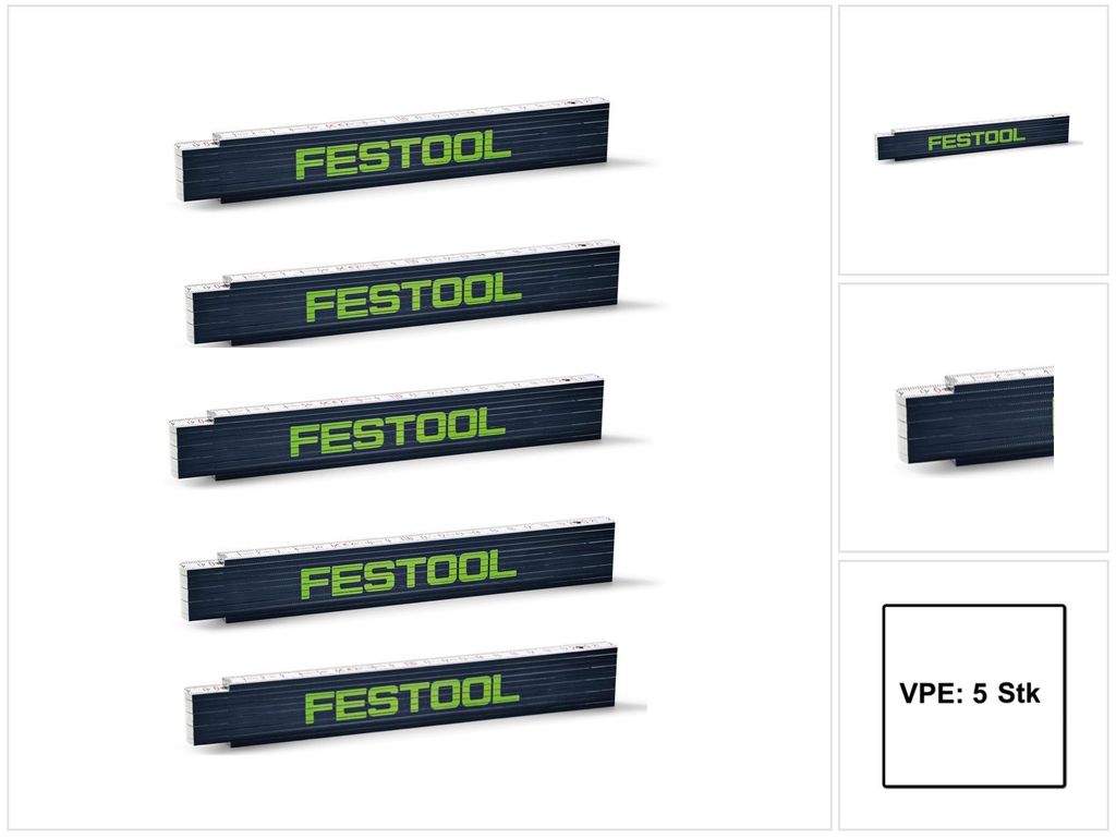 5x Festool metro metro pieghevole in legno 2 m 10 maglie ( Immagine del prodotto 