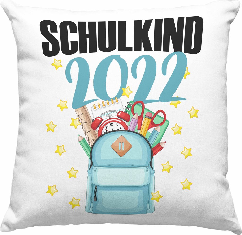 Trendation - Einschulung Mädchen Geschenk Schultüte Füllung Deko-Kissen mit Füllung 40x40 Schulstart 1. Schultag Schuleinführung Schulanfang G...