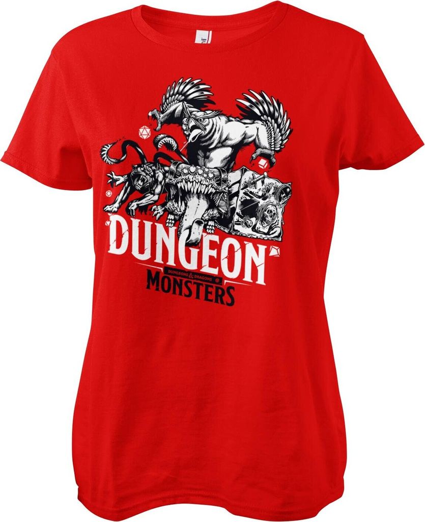 Dungeon Monsters Girly Tee - X-Large - Red