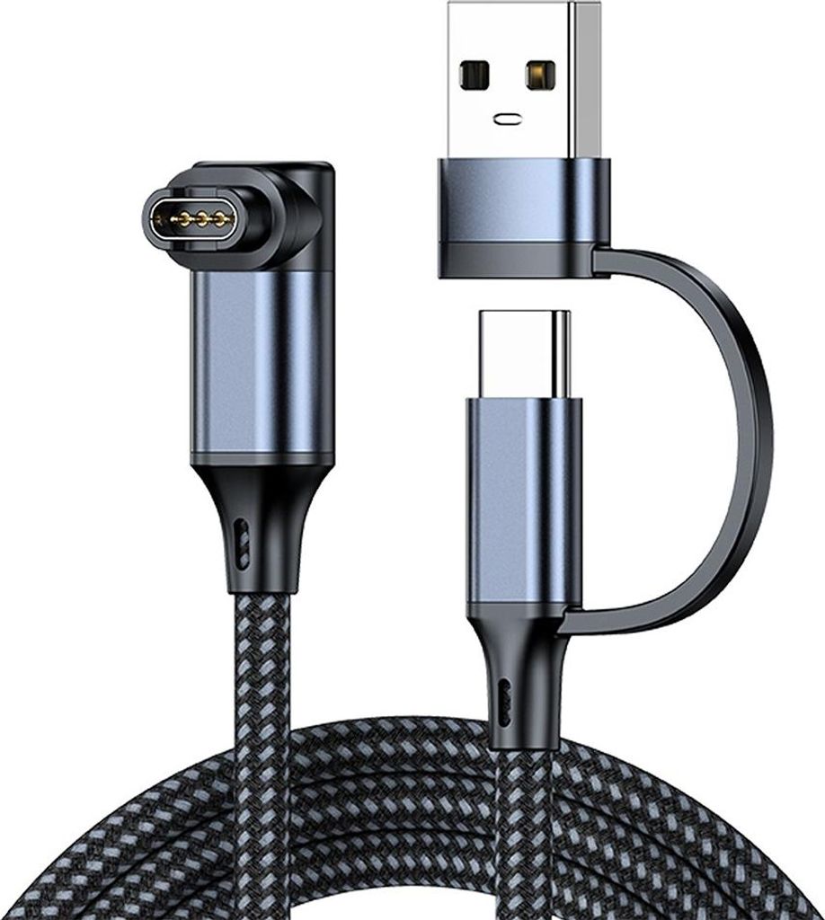 INF 2-in-1 USB + Type-C Ladekabel für Garmin Smartwatches (1,2m, Grau)
