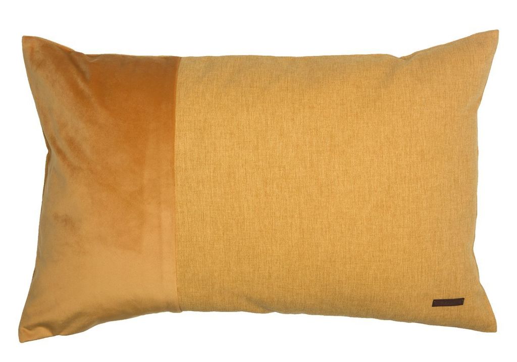 Esprit Kissenhülle Harp mit Samt-Absatz mustard senfgelb Produktbild 