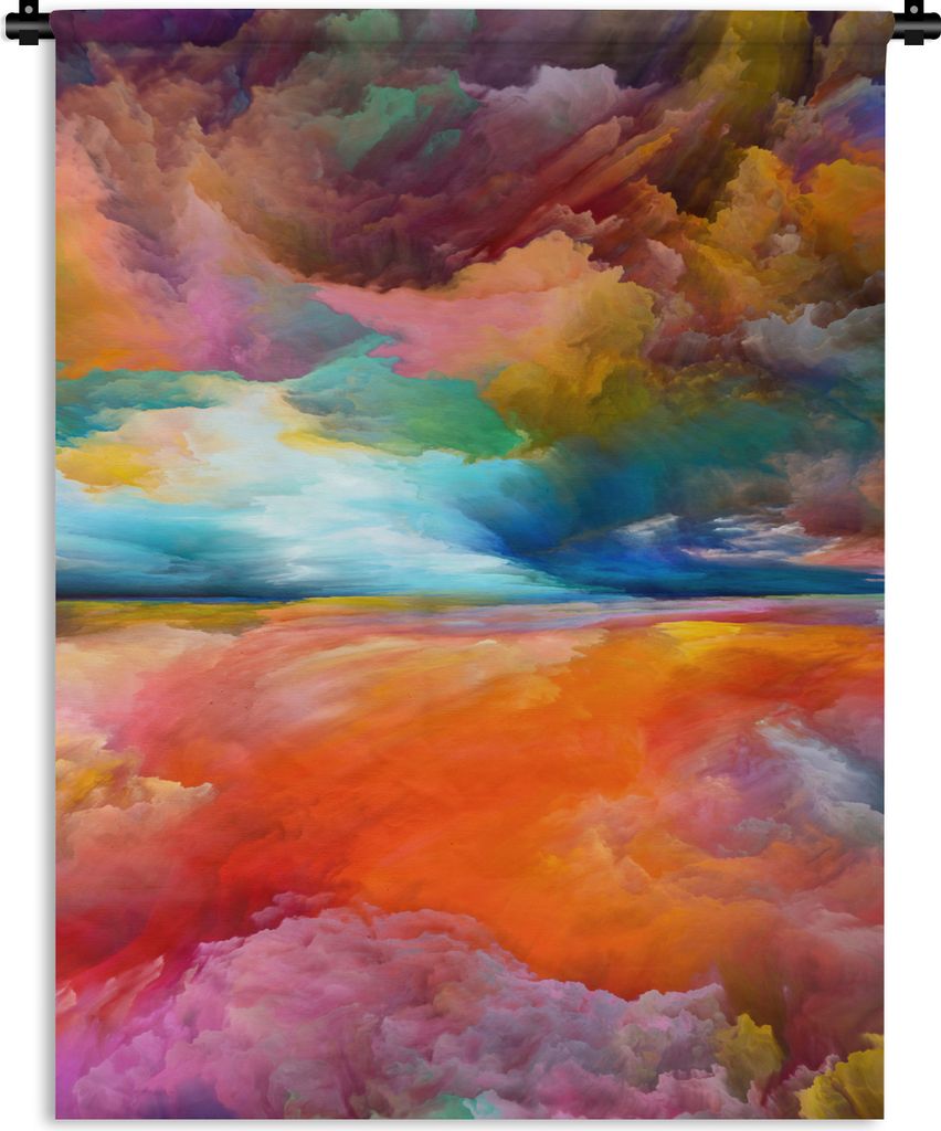 MuchoWow Wandteppich Wandbehang Gemälde - Ölgemälde - Abstrakt - Wolken 120x160 cm Tapisserie Dekoration Wandtuch - Wohnzimmer - Moderne