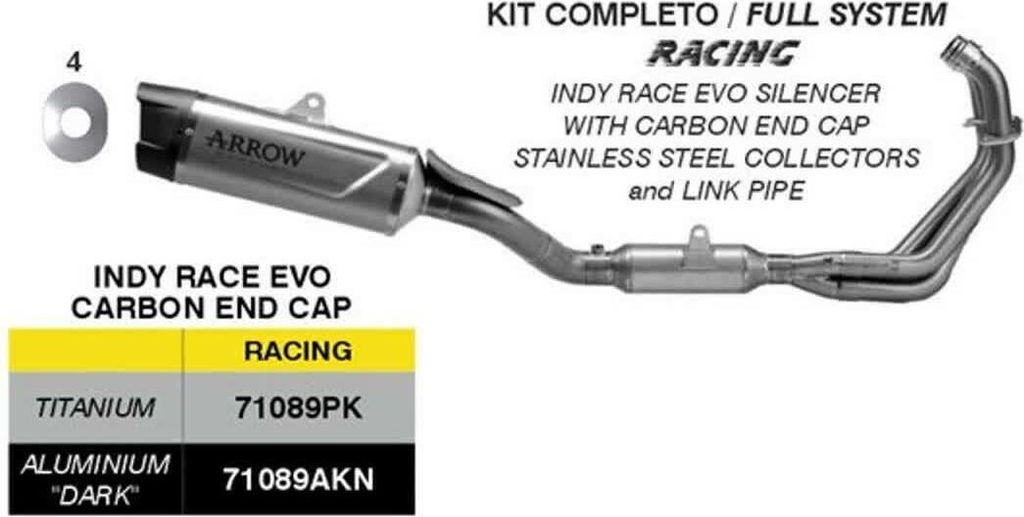 ARROW Indy Race EVO Komplettauspuff Titan für Yamaha TRACER 9 Alle Versionen
