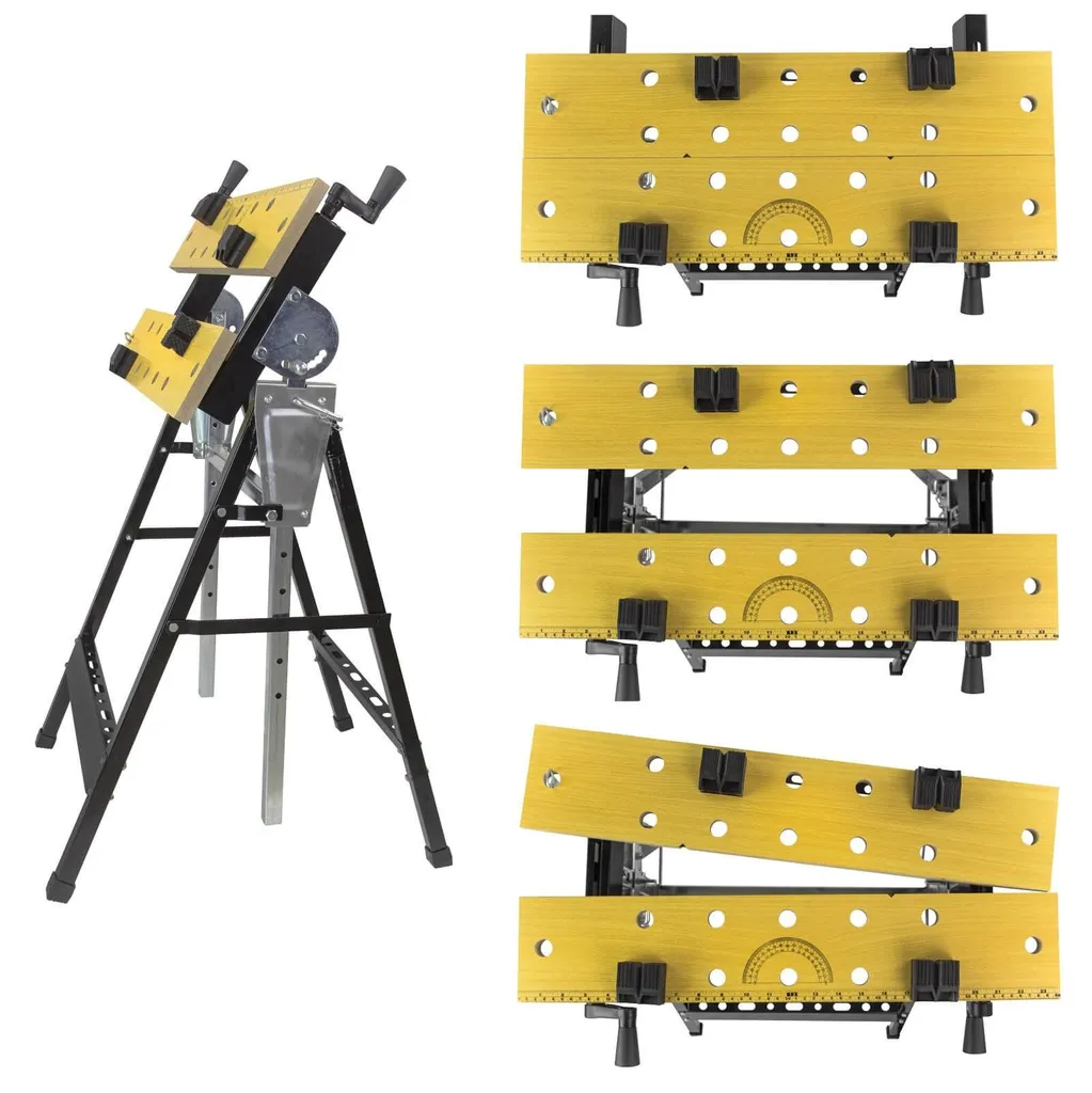 Fixation stable avec la pince de table pliante DWB100 SB anti-glisse
