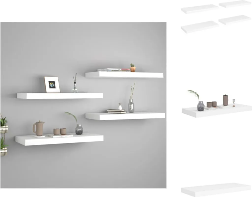 Set 4 Mensole Bianco 60x23,5 cm vidaXL - Scaffale Sospeso Ufficio MDF